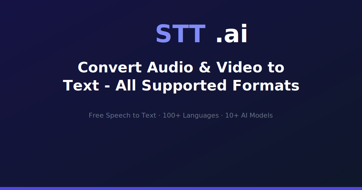 Convert Audio & Video to Text - All Supported Formats | STT.ai