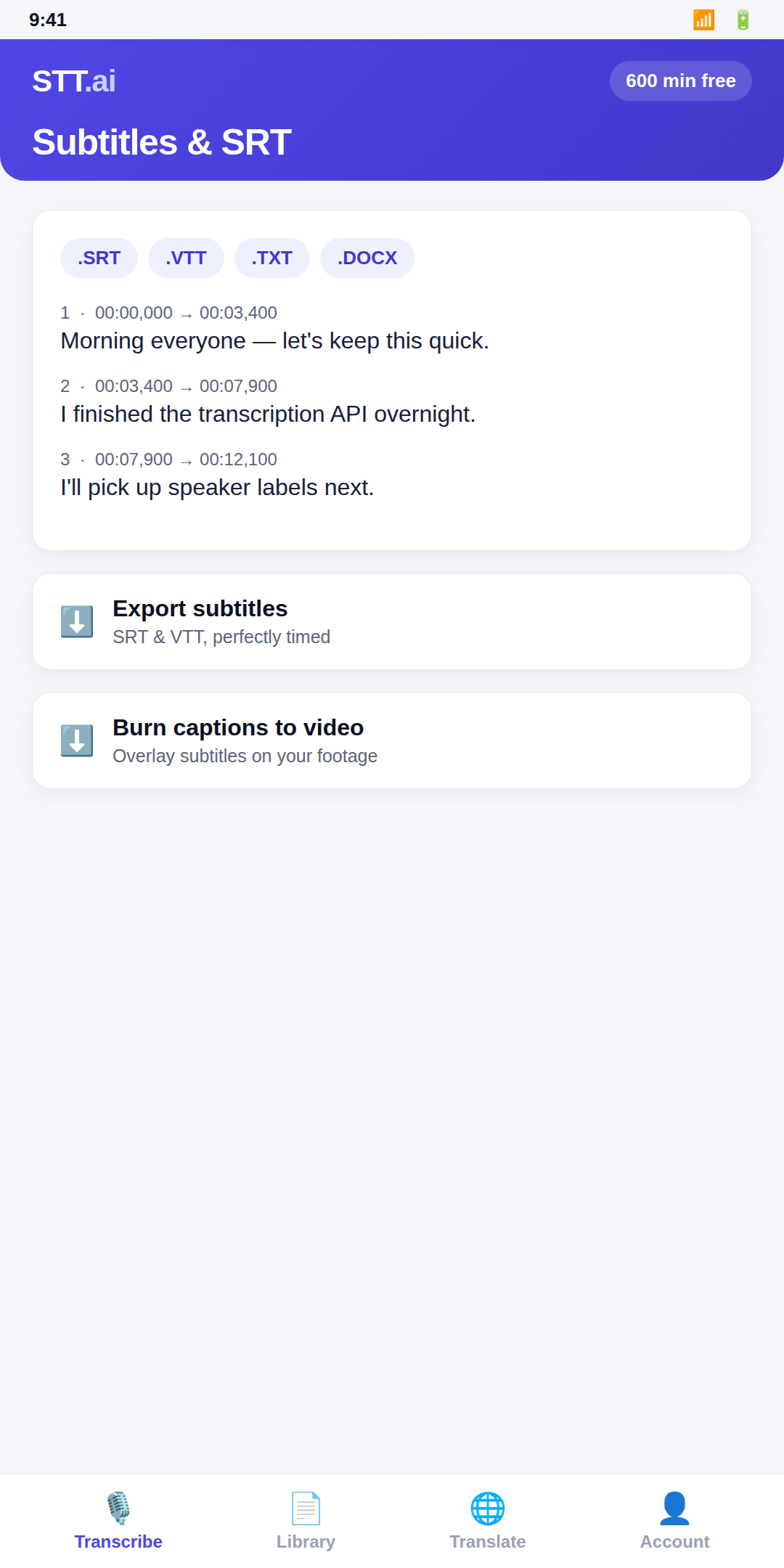 Subtitles and SRT/VTT export