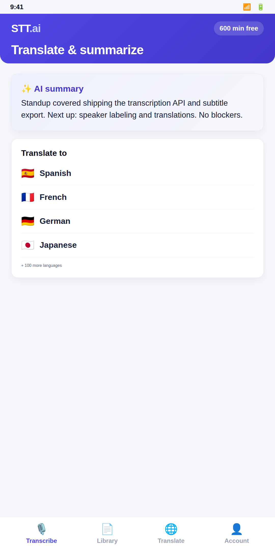 Translate and AI summary